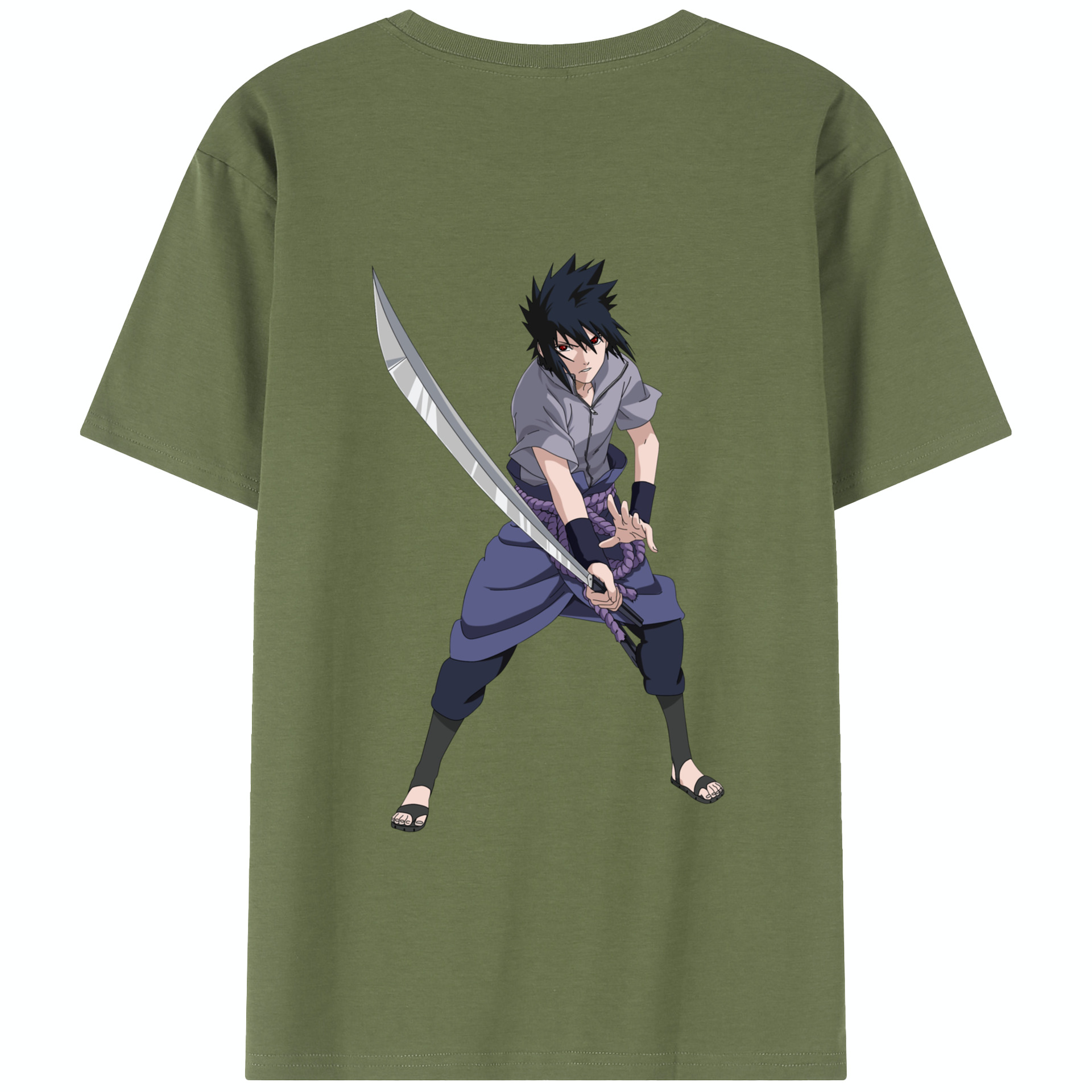 （画像用） NARUTO -ナルト- うちは サスケ Uchiha Sasuke 綿100％半袖Tシャツ（背面プリント）